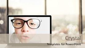  Presentation with monitor computer - Theme consisting of conversation-online-via-laptop-computer background and a lemonade colored foreground