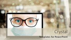  Presentation with pollution - Audience pleasing PPT theme consisting of conversation-online-via-laptop-computer backdrop and a soft green colored foreground