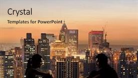  Presentation with city silhouette - Slide deck consisting of conversation talk - silhouette of young couple face background and a  colored foreground