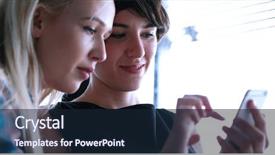  Presentation with cell - Colorful presentation theme enhanced with conversation talk - two business woman using cell backdrop and a wine colored foreground