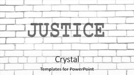  Presentation with vintage interior brick wall - Amazing PPT theme having conveyancing - justice text on brick wall backdrop and a  colored foreground