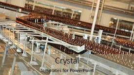  Presentation with bottles - Presentation theme consisting of conveyer line with many beer background and a coral colored foreground