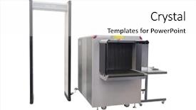  Presentation with metal detector - PPT theme featuring conveyor belt and metal detector background and a white colored foreground