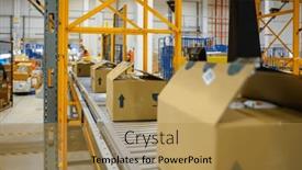  Presentation with conveyor belt - Slide deck consisting of conveyor-belt-in-the-delivery background and a gold colored foreground