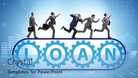  Presentation with conveyor belt - Amazing presentation design having conveyor-belt-with-debt-loan backdrop and a light blue colored foreground