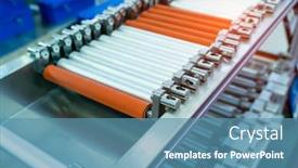  Presentation with conveyor belt - PPT theme having conveyor-chain-and-conveyor-belt background and a teal colored foreground