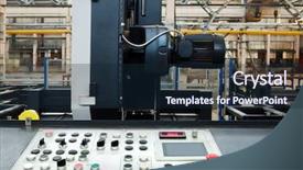  Presentation with powerful - Beautiful presentation theme featuring conveyor quality control - new and powerful metalworking machine backdrop and a wine colored foreground