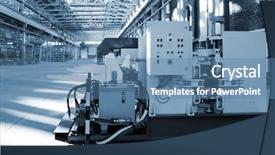  Presentation with powerful - Audience pleasing slides consisting of conveyor quality control - new and powerful metalworking machine backdrop and a teal colored foreground