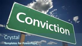  Presentation with clouds - Presentation theme consisting of conviction-road-sign-with-dramatic background and a ocean colored foreground