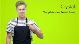  Presentation with special education young adult man - Amazing PPT theme having convience store - young handsome blond man wearing backdrop and a yellow colored foreground