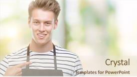  Presentation with wearing a surgical face mask - Theme enhanced with convience store - young handsome blond man wearing background and a  colored foreground