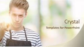  Presentation with special education young adult man - Slides having convience store - young handsome blond man wearing background and a  colored foreground