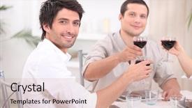  Presentation with glasses - PPT theme having convivialit - young people clinking glasses background and a soft green colored foreground