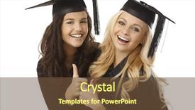  Presentation with square - PPT theme having convocation - beautiful young female graduates background and a tawny brown colored foreground