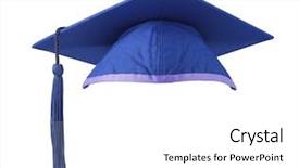  Presentation with mortar - Beautiful presentation design featuring convocation - blue mortar board on white backdrop and a white colored foreground