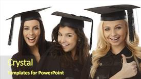  Presentation with academic - PPT layouts consisting of convocation - closeup portrait of beautiful graduates background and a tawny brown colored foreground