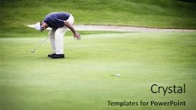  Presentation with golf - Cool new PPT theme with convulsions - golf player convulsed with laughter backdrop and a mint green colored foreground
