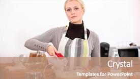  Presentation with feminine kitchen - Presentation consisting of convulsions - woman with a blender background and a  colored foreground