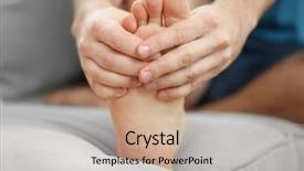  Presentation with one young man exercising handball - Audience pleasing presentation theme consisting of convulsions - young man suffering from podalgia backdrop and a mint green colored foreground