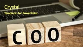  Presentation with laptop - PPT theme with coo chief operating officer written background and a tawny brown colored foreground