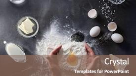  Presentation with dough - PPT theme with cook - woman's hands knead dough background and a violet colored foreground