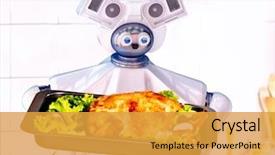  Presentation with artificial intelligence - Presentation design enhanced with cook at kitchen artificial intelligence background and a gold colored foreground