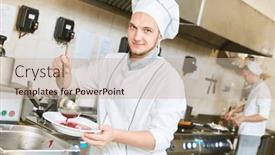  Presentation with cook chef - Presentation design enhanced with cook-chef-preparing-food background and a mint green colored foreground