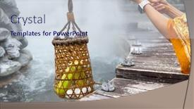  Presentation with hot spring - Presentation theme with cook-corn-and-egg-inside background and a sky blue colored foreground