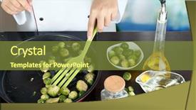  Presentation with brussels - Presentation featuring cook hands cooking brussels sprouts background and a tawny brown colored foreground