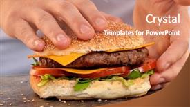  Presentation with hamburger - Presentation consisting of cook hands preparing and making background and a coral colored foreground