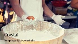  Presentation with meatball - Theme consisting of cook hands with meatball background and a lemonade colored foreground