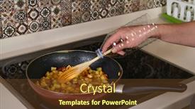  Presentation with oil drops - Slide deck having cook-has-found-a-way background and a tawny brown colored foreground