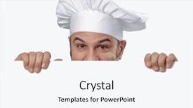  Presentation with white - Beautiful PPT theme featuring cook holding white card cook backdrop and a sky blue colored foreground