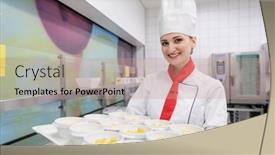  Presentation with commercial - Slide deck enhanced with cook-in-commercial-kitchen-showing background and a coral colored foreground