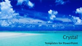  Presentation with vibrant blue - PPT theme with cook islands - empty beach with blue sky background and a cyan colored foreground