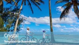  Presentation with biking - Audience pleasing theme consisting of cook islands - family of father and kids backdrop and a  colored foreground