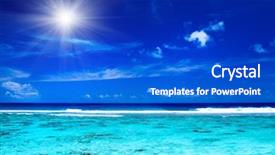  Presentation with sun blue sky and ocean - Audience pleasing slide set consisting of cook islands - sun and sky over tropical backdrop and a cobalt blue colored foreground