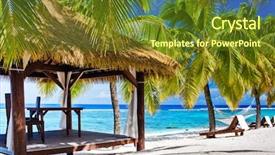  Presentation with palm beach - Presentation theme with cook islands - tropical gazebo with chairs background and a tawny brown colored foreground