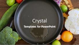  Presentation with frying - Slides having cook-pours-sunflower-oil background and a dark gray colored foreground