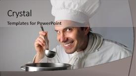  Presentation with food - Theme enhanced with cook tasting food background and a  colored foreground