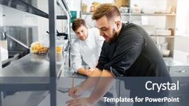  Presentation with cooking chef - Slide set featuring cook with grocery list background and a ocean colored foreground