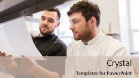  Presentation with cooking chef - Theme enhanced with cook with grocery list background and a soft green colored foreground