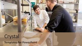  Presentation with cooking chef - Amazing PPT layouts having cook with grocery list backdrop and a coral colored foreground