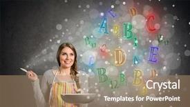  Presentation with healthy food - Presentation design featuring cook woman with glowing vitamins background and a coral colored foreground