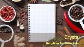  Presentation with recipe book - Colorful PPT theme enhanced with open recipe book with fresh backdrop and a tawny brown colored foreground