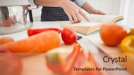  Presentation with recipe book - Amazing PPT theme having following a recipe in book backdrop and a coral colored foreground
