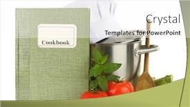  Presentation with cookbook - Presentation having restaurant menu item - cookbook vegetables and casserole isolated background and a white colored foreground