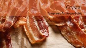  Presentation with parchment - PPT theme consisting of cooked bacon rashers on parchment closeup background and a red colored foreground