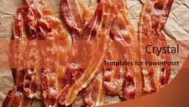  Presentation with bacon - Colorful PPT theme enhanced with cooked bacon rashers on parchment backdrop and a red colored foreground