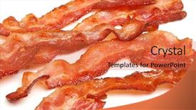  Presentation with black and white film strip - Presentation design enhanced with cooked bacon strips on white background and a red colored foreground